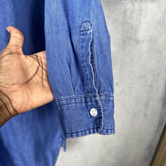 Old Navy Chambray Shirt Dress Popover Long Sleeve S Blue M - Picture 6 of 16